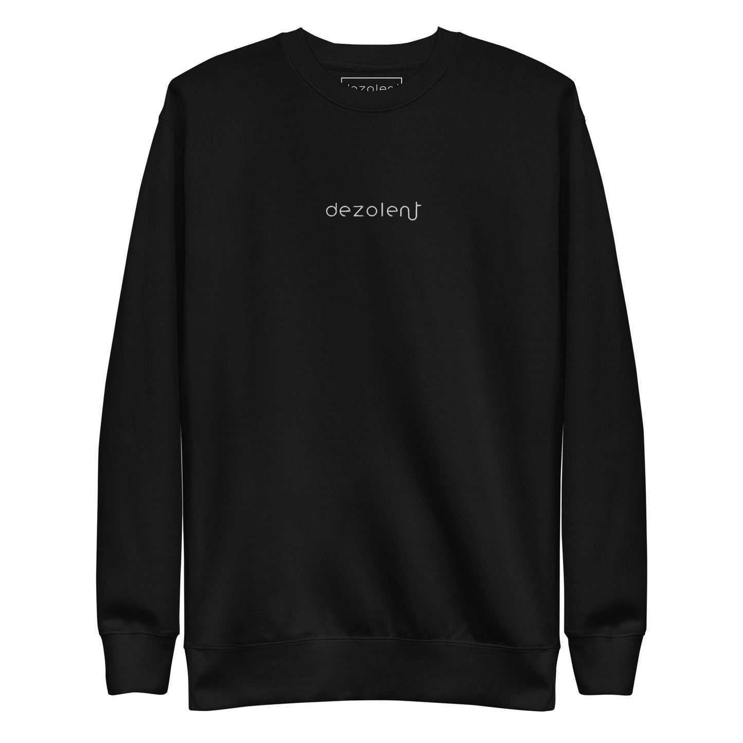 Dezolent Signature Black Crewneck Sweatshirt Front View