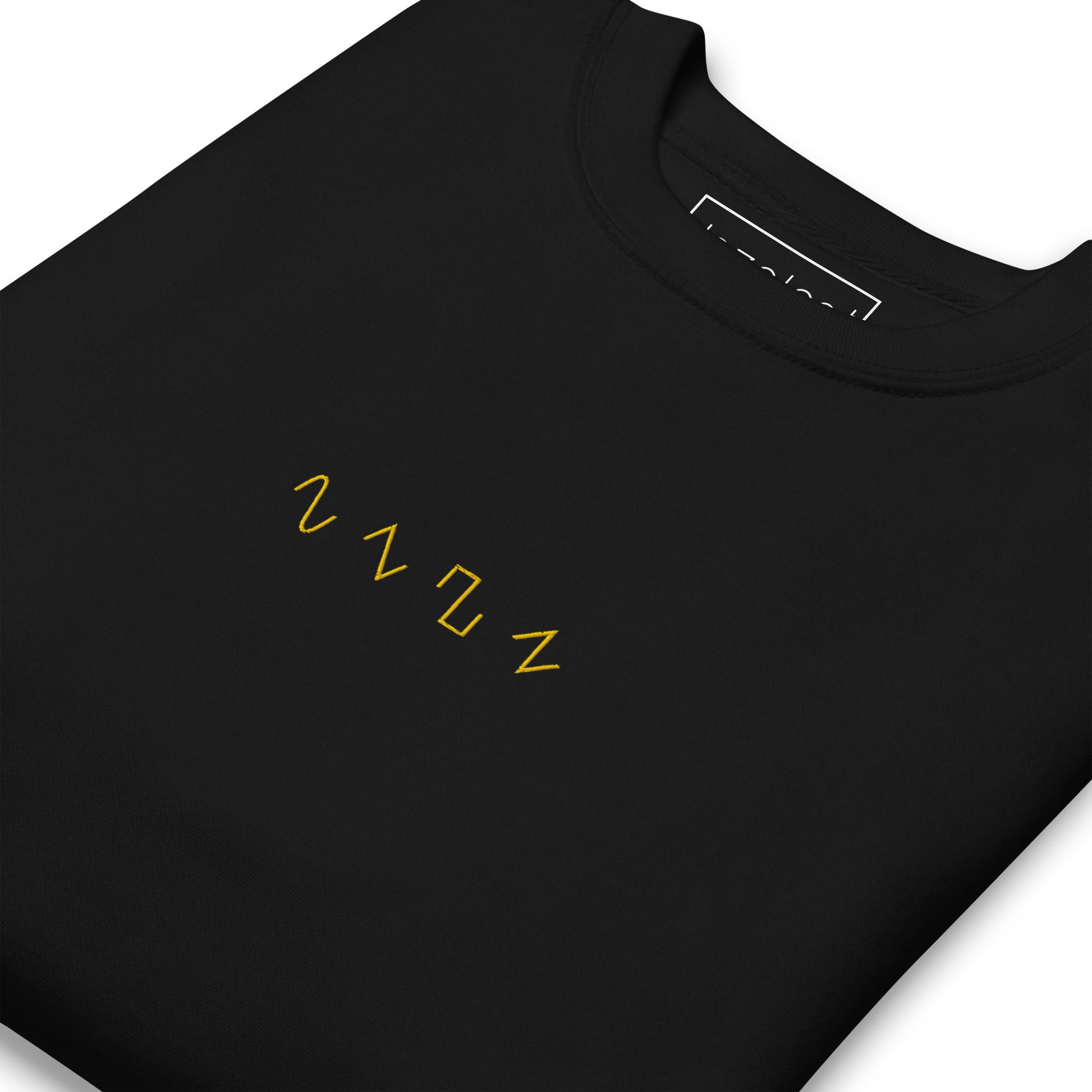 Basic Shapes Black Crewneck Sweatshirt by Dezolent Folded View: Sine Wave, Triangle Wave, Square Wave, Sawtooth Wave