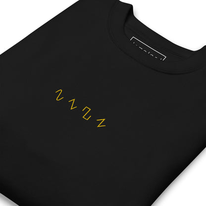 Basic Shapes Black Crewneck Sweatshirt by Dezolent Folded View: Sine Wave, Triangle Wave, Square Wave, Sawtooth Wave