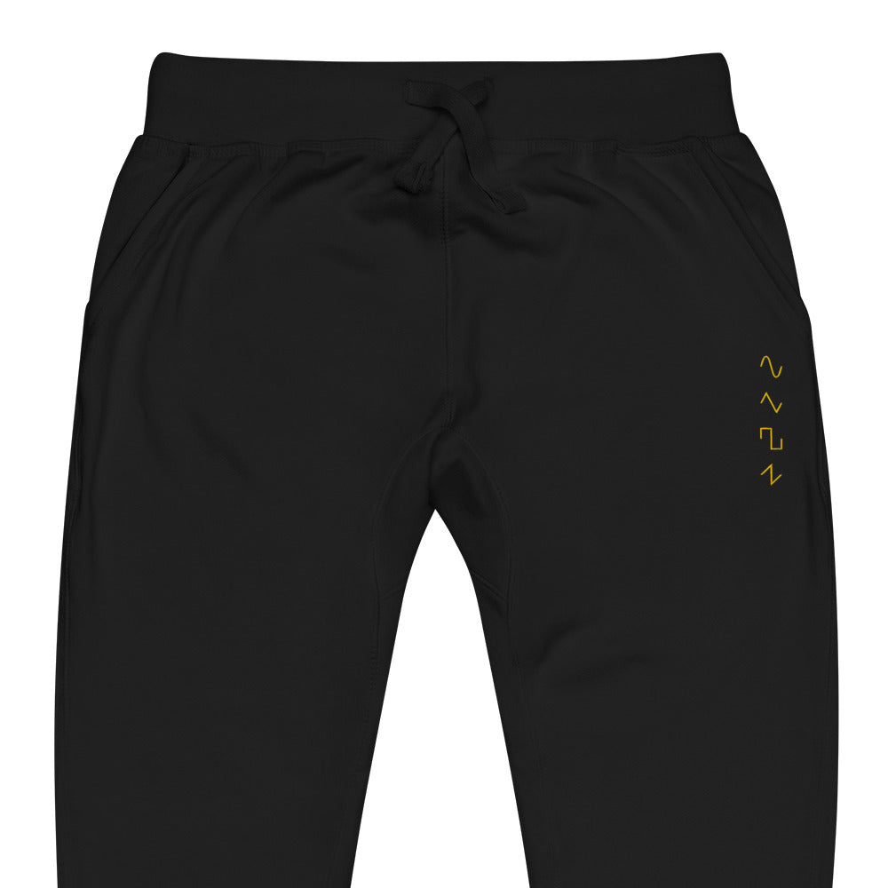 Dezolent Basic Shapes Black Jogger Sweatpants Close Up: Sine Wave, Triangle Wave, Square Wave, Sawtooth Wave