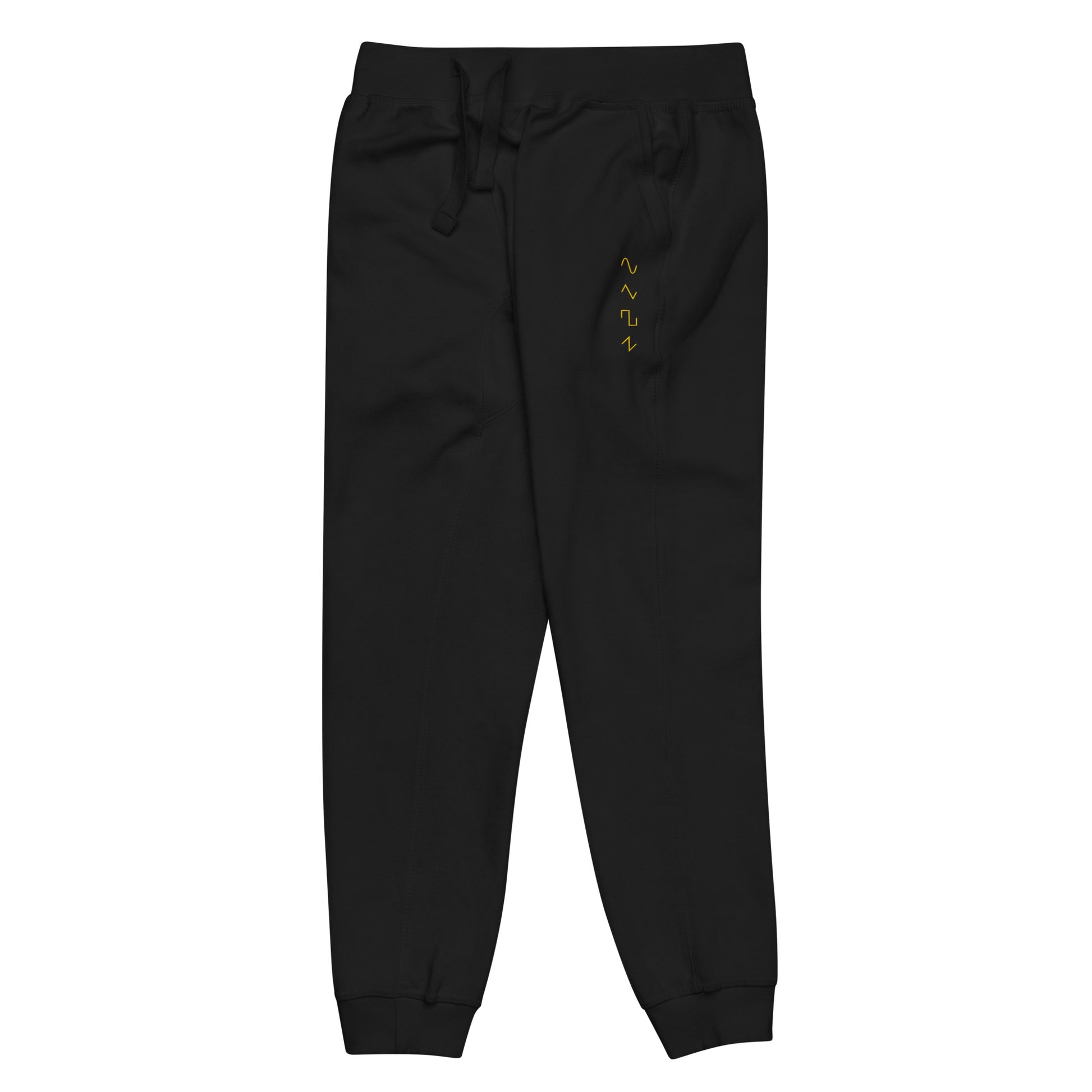 Dezolent Basic Shapes Black Jogger Sweatpants Side View: Sine Wave, Triangle Wave, Square Wave, Sawtooth Wave