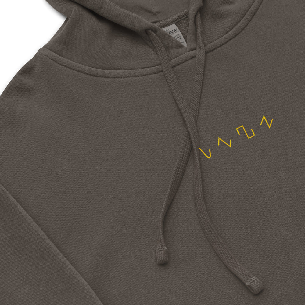 Dezolent Basic Shapes Black Pigment Dyed Hoodie Embroidery Close Up: Sine wave, Triange Wave, Square Wave, Sawtooth Wave