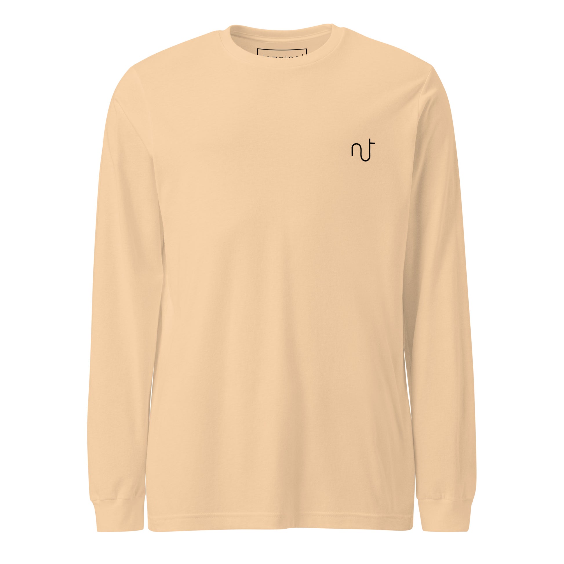 Dezolent Basic Shapes Creme Sand Dune Long Sleeve T-Shirt Front Mockup: Sine Wave, Triangle Wave, Square Wave, Sawtooth Wave