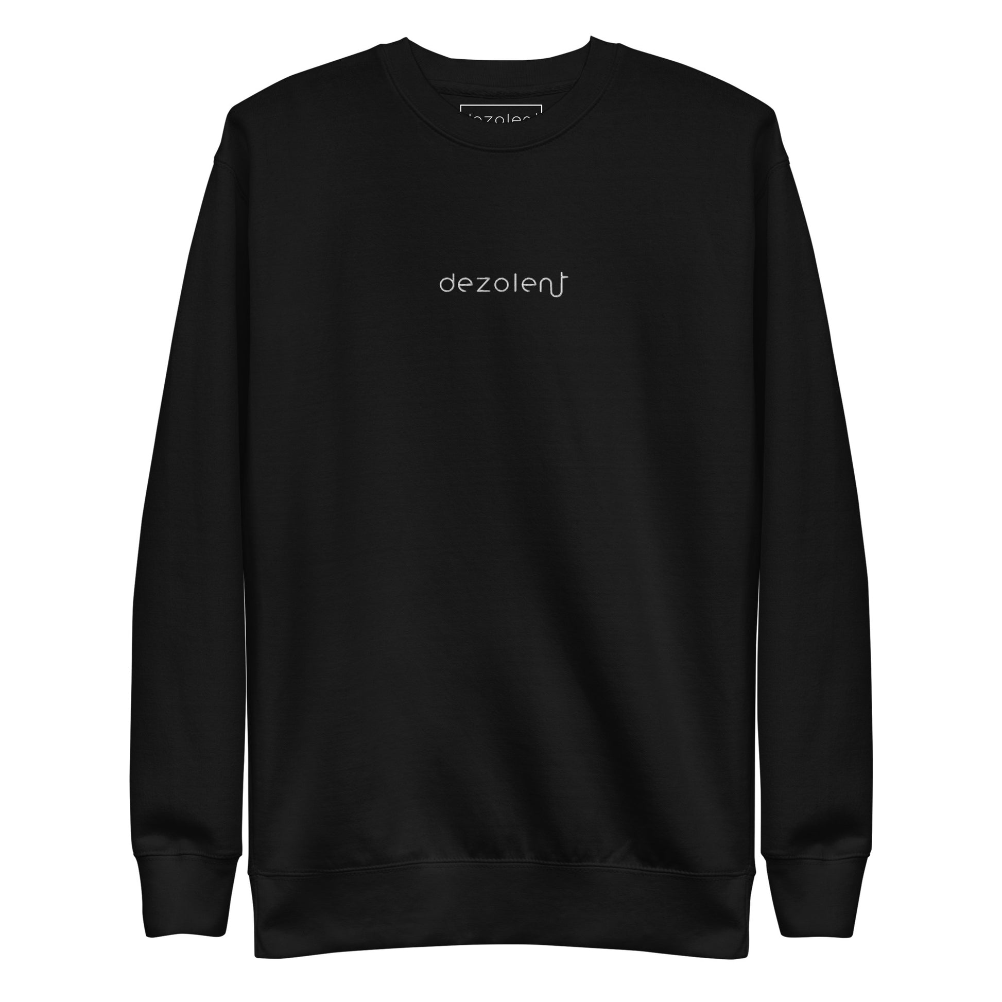 Dezolent Signature Black Crewneck Sweatshirt Front View